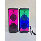 Портативна акустична система з караоке мікрофоном Winso RX-8251-8"x2 з RGB-підсвіткою 20W + Пульт, фото 5
