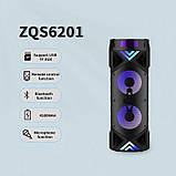 Портативна акустична система з караоке мікрофоном Winso ZQS6201-6,5"x2 Bluetooth з RGB 30W + Пульт, фото 4