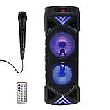 Портативна акустична система з караоке мікрофоном Winso ZQS6201-6,5"x2 Bluetooth з RGB 30W + Пульт, фото 9