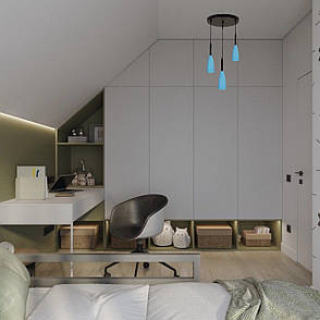 Блакитна люстра на 3 лампи (910-RY635-3 BLUE), фото 3