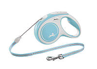 Flexi (Флекси) New Comfort Long S - Поводок-рулетка для собак мелких пород, длинный трос (8м, до 12кг) голубой