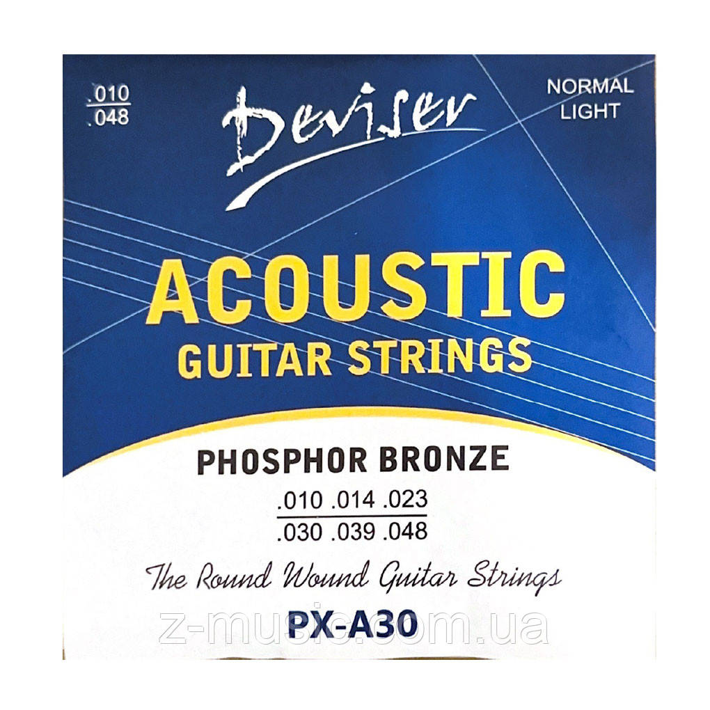 Струни для акустичної гітари Deviser PX-A30 (комплект) 0.10-0.48, фото 1