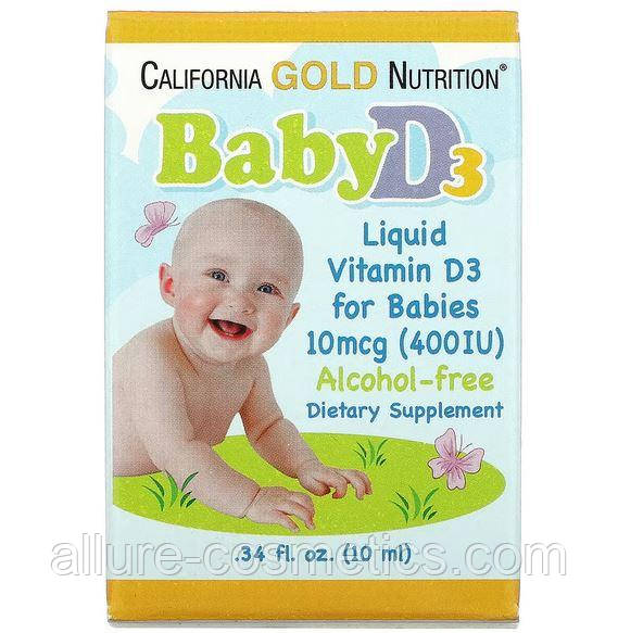 Рідкий вітамін D3 для дітей California Gold Nutrition 10 мкг (400 МО) 10 мл