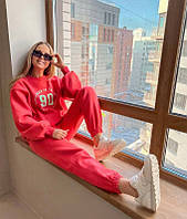 Крутейший модный женский спортивный костюм теплый на флисе яркие цвета Тринитка + флис 42-44;44-46 Цвета 2