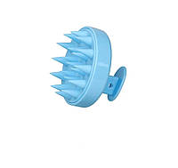 Масажна щітка з ручкою для миття масажу голови матеріал силікон колір блакитний