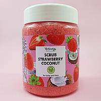 Сахарный скраб для лица и тела клубника - кокос Top Beauty Scrub Strawberry - Coconut, 250 ml