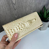 Шкіряний жіночий гаманець крокодил, жіночий клатч-гаманець з крокодилом натуральна шкіра, фото 4