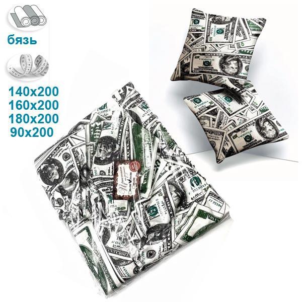 Набір (Бязь) | Простирадло на резинці та дві наволочки "Долар", фото 1