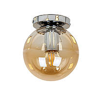 Серебряный потолочный светильник шар на один плафон коричневого цвета Levistella 756XPR150F-1 CR+BR
