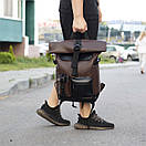 Стильний рюкзак Roll top Rytm з еко шкіри коричневий з відділенням для ноутбука на 20-25 л ролтоп, фото 3