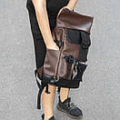 Стильний рюкзак Roll top Rytm з еко шкіри коричневий з відділенням для ноутбука на 20-25 л ролтоп, фото 6