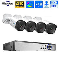 Комплект видеонаблюдения 4K Hiseeu POEKIT-4HB718 POE камеры 8MP двойная подсветка, двойное аудио
