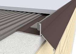 Алюмінієвий профіль капельник відлив для відкритого балкона та тераси встановлюється під плитку довжина 2,7 метра колір коричневий