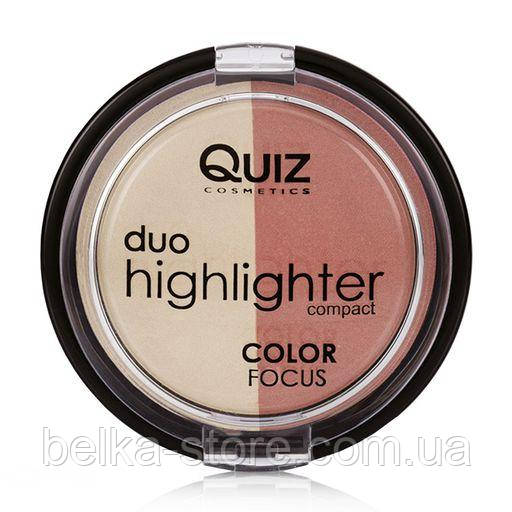 Подвійний хайлайтер для обличчя Quiz Cosmetics Color Focus Duo Highlighter №40, фото 1