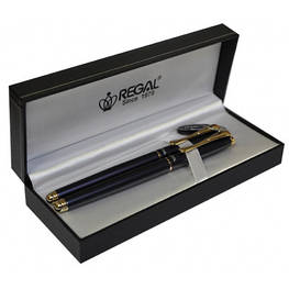 Ручка перова Regal набір перо + ролер у подарунковому футлярі Перлинно-чорний (R12216.L.RF)