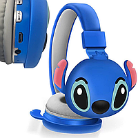 Беспроводные Bluetooth наушники "Стич", с микрофоном / Детские накладные наушники с mini-Jack