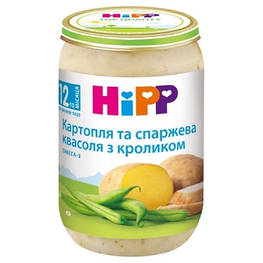 Детское пюре HiPP Картопля і спаржева квасоля з кроликом, 220 г (9062300131564)