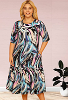 Сукня жіноча штапельна з принтом Cocoon Великий розмір 4XL(56-58)