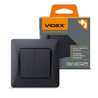 Перемикач Videx BINERA 2кл прохідний чорний графіт (VF-BNSW2P-BG), фото 4