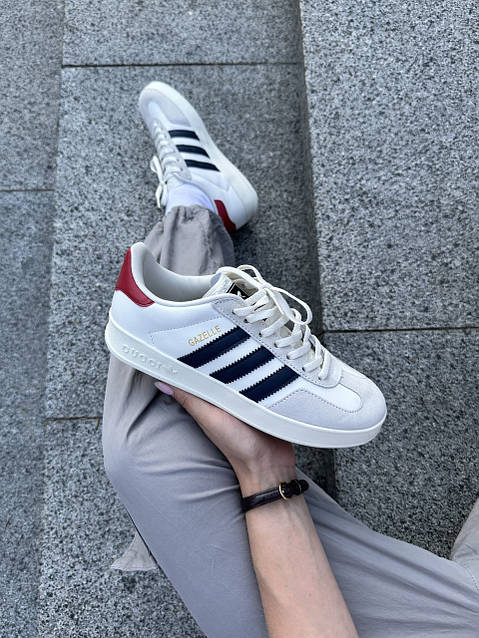 Adidas gazelle white red stripe outlet