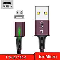 Elough E-Star 3A магнітний MicroUSB кабель. Швидке заряджання Qualcomm Quick Charge 3.0 Burgundy Red