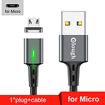 Elough E-Star 3A магнітний MicroUSB кабель. Швидке заряджання Qualcomm Quick Charge 3.0 Galaxy Grey