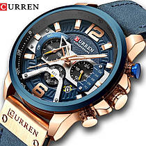 Чоловічі стильні водонепроникні годинники CURREN 8329 Rose Gold Blue