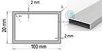 100х20х2 / 50см / труба прямокутна / анодована