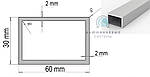 100х50х2 / 50см / труба прямокутна / без покриття