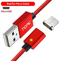 Оригинальный магнитный кабель TOPK C0121 F-Line Micro-USB 2.4A Red (CS0121110610)