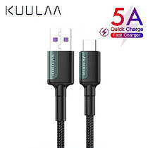 Оригінальний кабель KUULAA N413 USB Type-C Super Charge 5A швидке заряджання 5 A 1 метр Black-Navy Blue