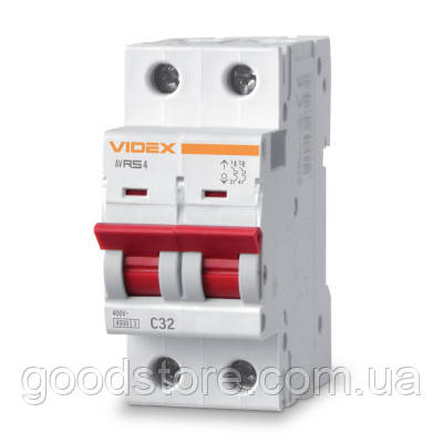 Автоматичний вимикач Videx_ RS4 RESIST 2п 32 А C 4,5 кА (VF-RS4-AV2C32)