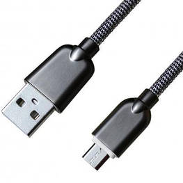 Дата кабель USB 2.0 AM to Micro 5P 1.0m 1.5A, Dark Silver Grand-X (MM02DS) - оригінал