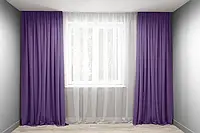 Готовый комплект штор, шторы 2 шт микровелюр фиолетовый 200х240 см