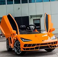 Детский электромобиль Lamborghini Centenario (оранжевый цвет) + кондиционер, пульт управления 2,4G