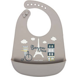 Слинявчик Canpol babies Bonjour Paris силіконовий з кишенею беж (74/027_bei)