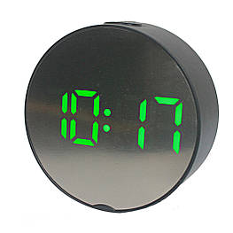 Годинник дзеркальний із зеленим підсвічуванням DT-6505 5427, чорний