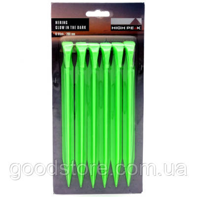 Комплект кілочків High Peak Glow in the Dark ABS Peg 20 см 6 шт Luminous Green (929003)