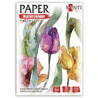 Бумага для рисования Santi набор для акварели Flowers, А4 Paper Watercolor Collection, 18 листов, 200г/м2