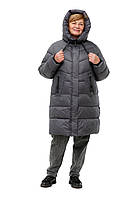 Пуховик зимний, женский с очень тёплый. Качество класс! Размер с 54 по 60. Средней длины 91см. Цвет серый.