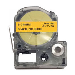 Стрічка для принтера етикеток UKRMARK E-C4KBM, 12 мм х 8 м, black on gold, сумісна з LC4KBM (CELC4KBM)