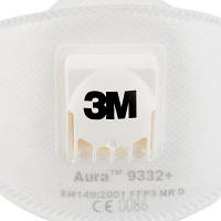 Захисна маска для обличчя 3M Aura 9332+ захист рівня FFP3 з клапаном 1 шт. (4054596041219), фото 2