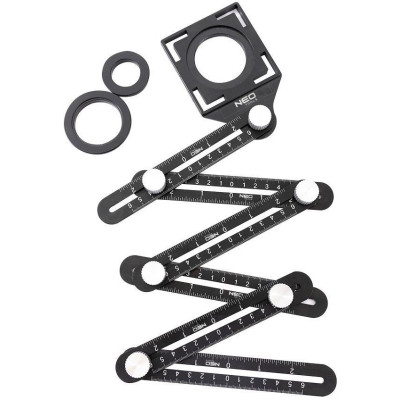 Лінійка Neo Tools кутова, алюміній, 6 плечей зі шкалою 0-6 см, отвір у ша (72-351)