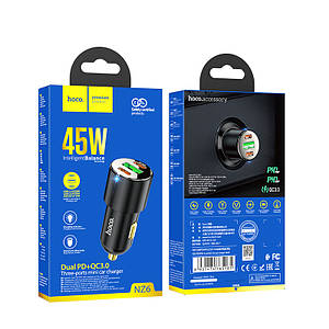 Car Charger Hoco для NZ6 PD45W 3-port(2C1A) Black