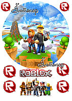 Сахарная картинка Roblox на круглый торт