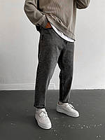 Полномерные широкие мужские джинсы мом, Брендовые качественные темно серые штаны 33