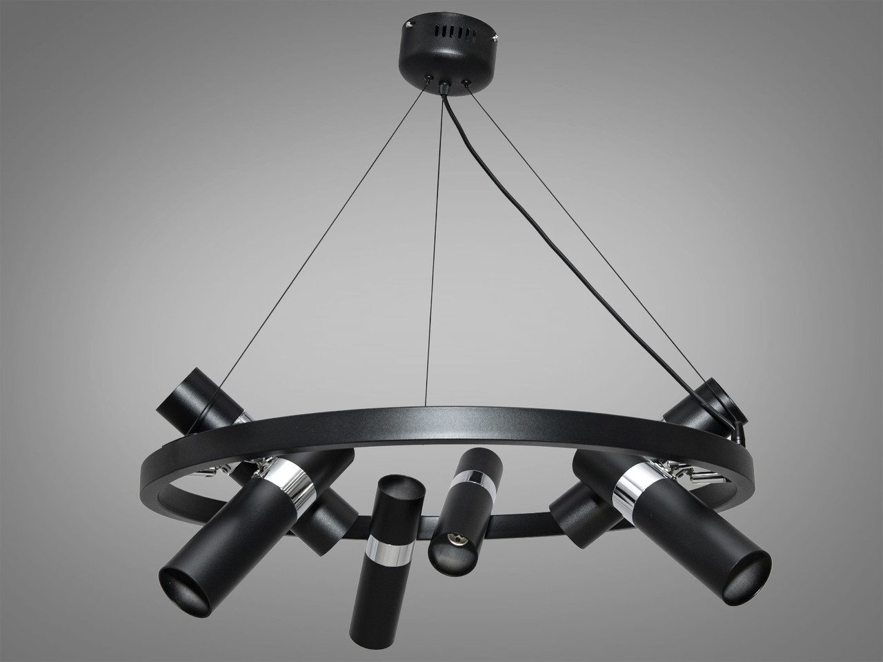 Стильна люстра для дому в стилі Loft на 12 ламп, колір чорний + хром D1332-D650BK+HR-LS