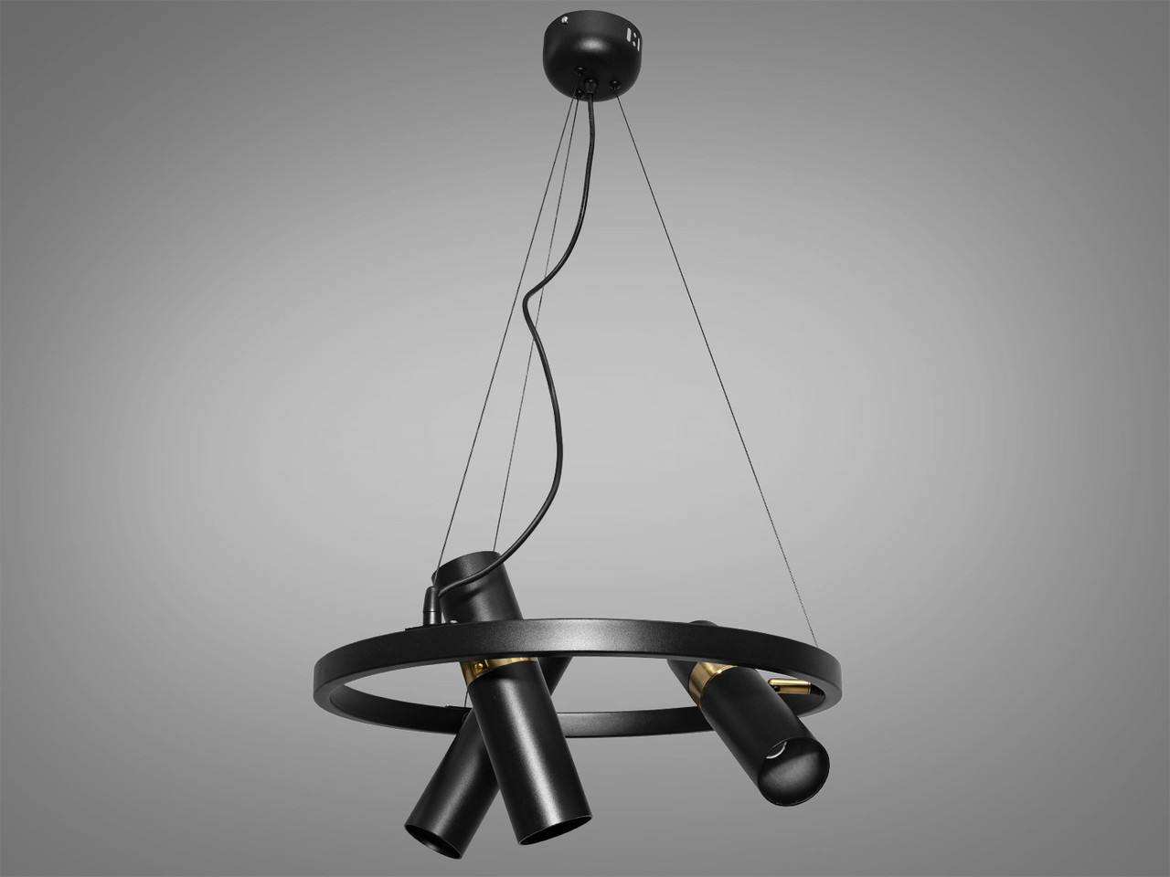 Підвісна люстра в кухню Loft на 6 ламп, колір чорний + золото D1332-D450BK+G-LS