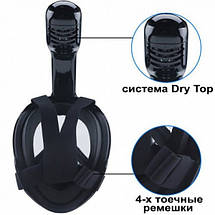 Маска для плавання панорамна Повнолицькова FREE BREATH (L/XL) M2068G з кріпленням для камери Чорний (IM 46622), фото 3