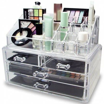 Настільний ящик-органайзер для зберігання косметики GUT Storage Box білий (46236) TRG-6734, фото 2